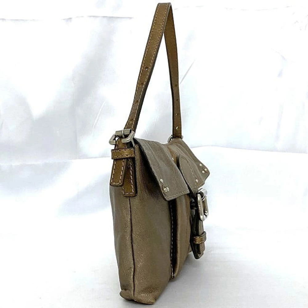 Chloe Magnetic Accessory Metallic Flap Brown Shoulder Clutch Bag Shoulder
